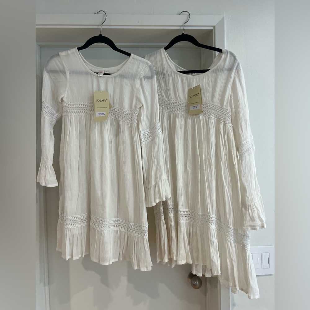 Matching Mother Daughter White Boho Dresses